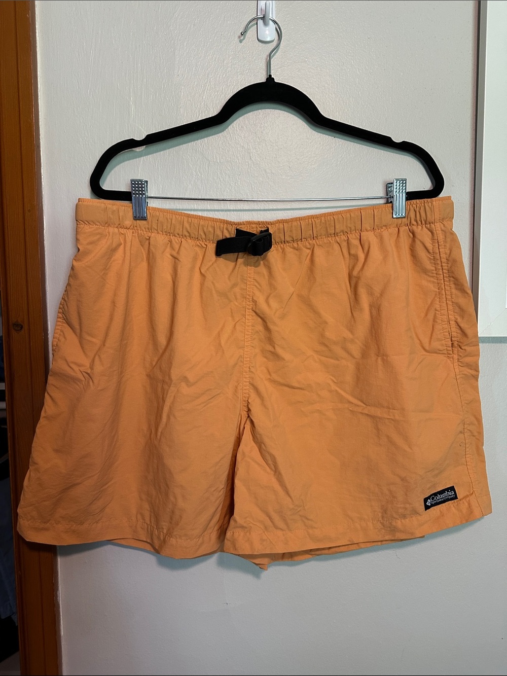 Columbia Women’s Orange Athletic Shorts with Black Drawstring